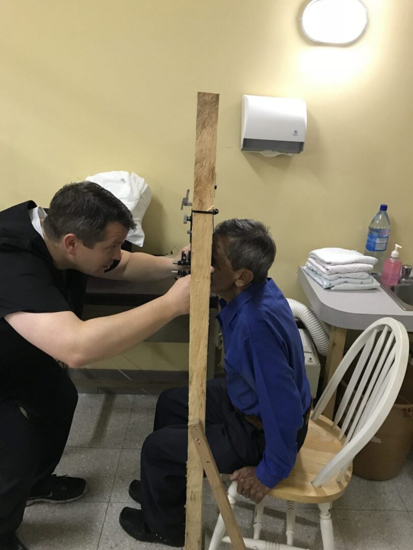 Patient receiving a detailed eye check
