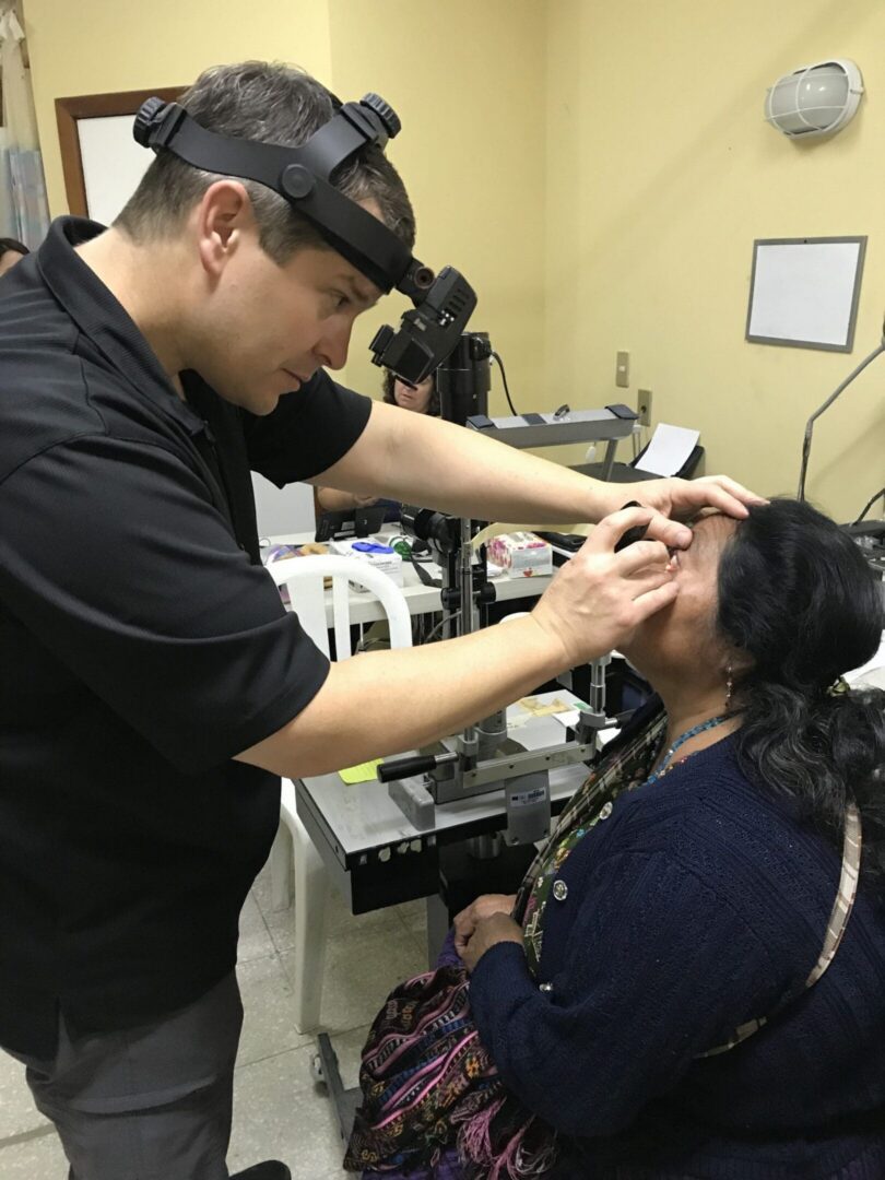 Eye examination in progress