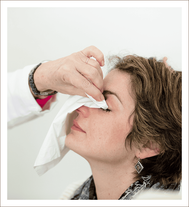 Patient receiving eye care treatment