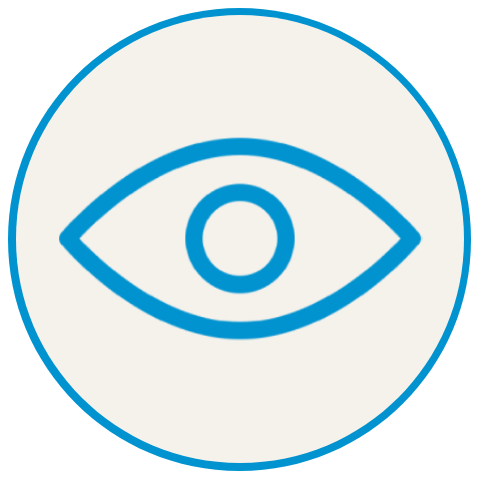 Blue eye in a white circle, which is a representation of the eye of providence