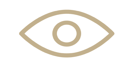 Beige eye icon on a white background, which is a representation of the eye of God