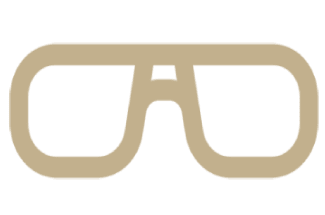 Pair of beige glasses on a white background