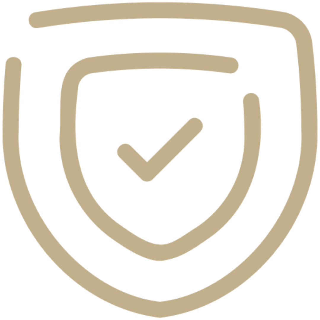 Shield with checkmark symbol inside.
