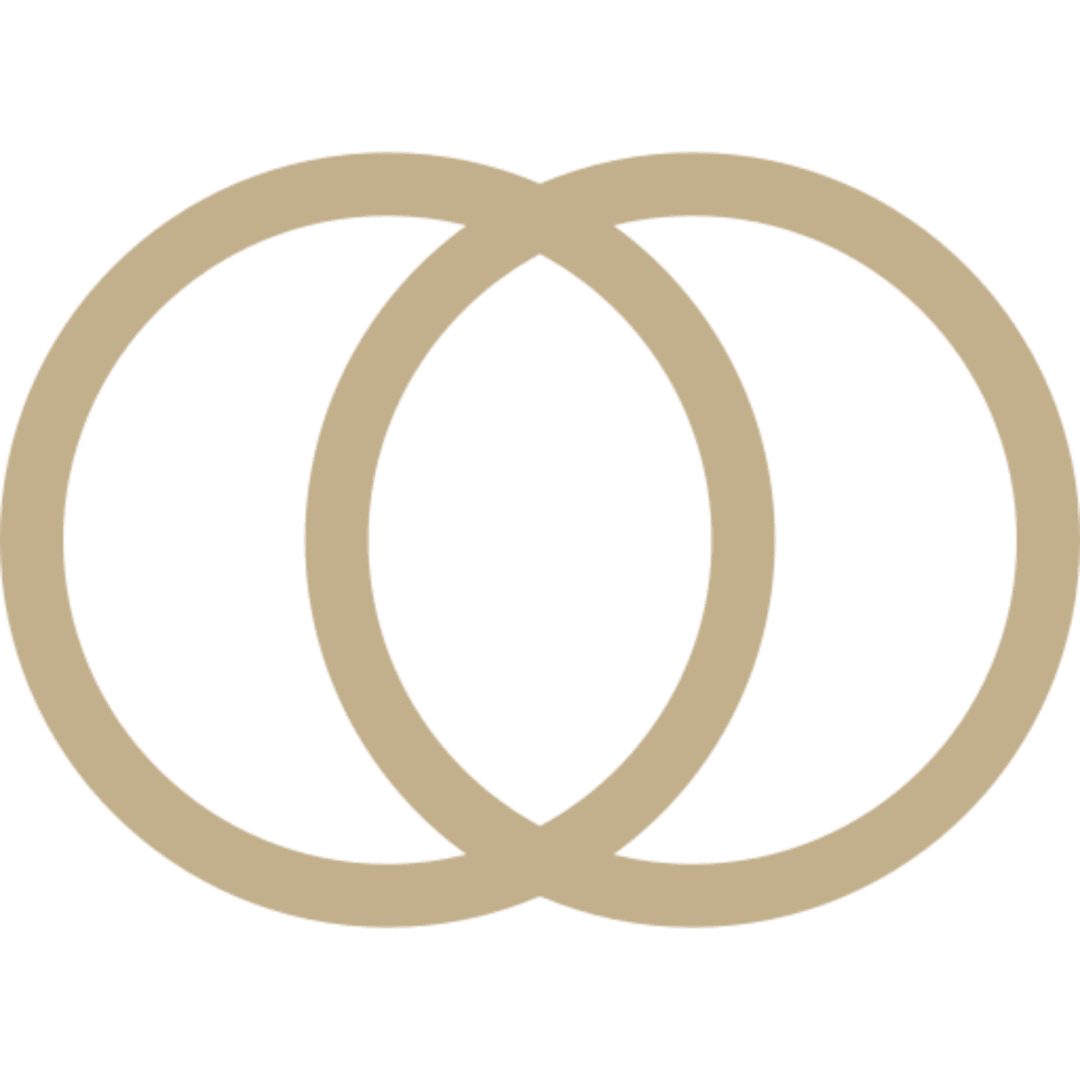 Interlocking circles on black background.