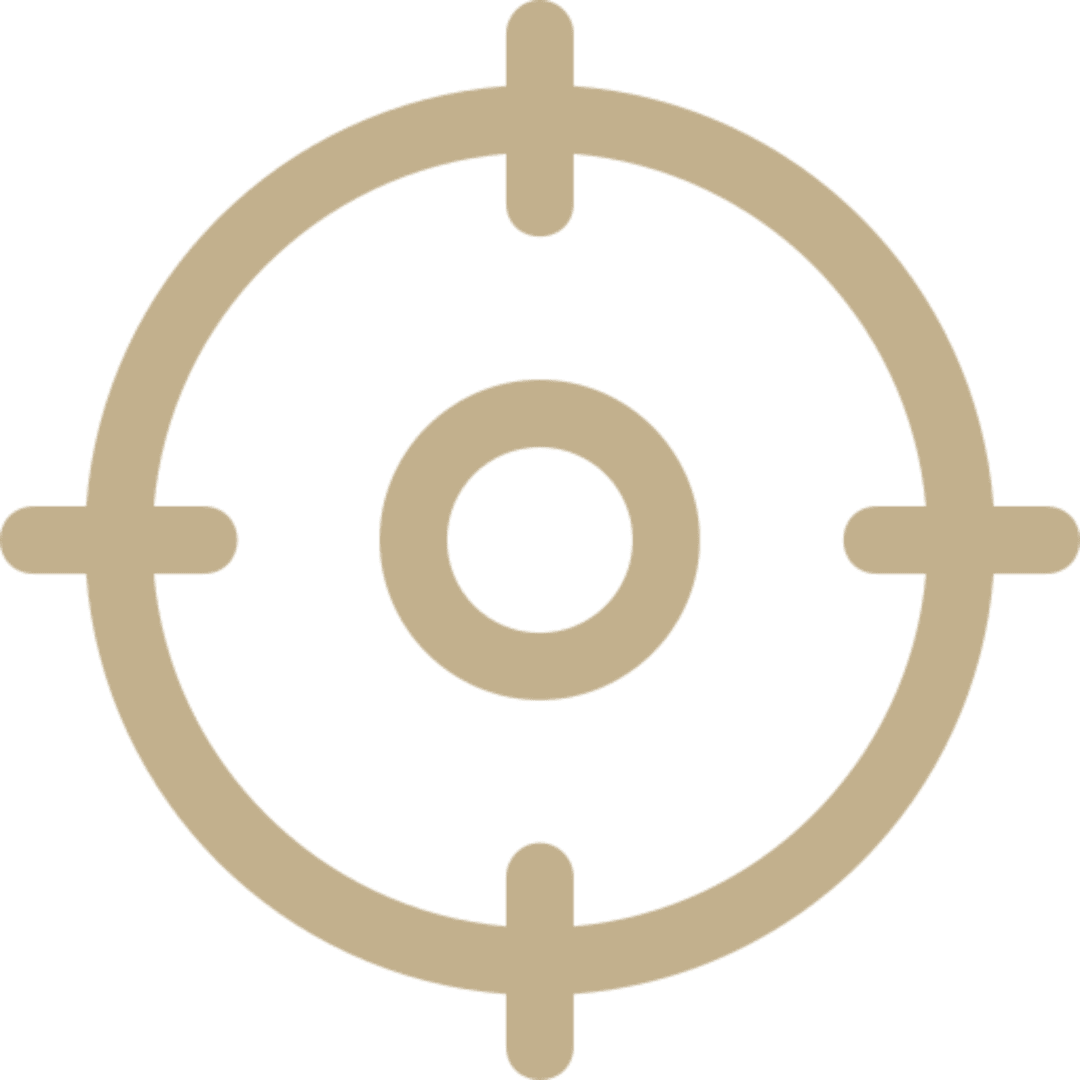 Brown target symbol on black background.
