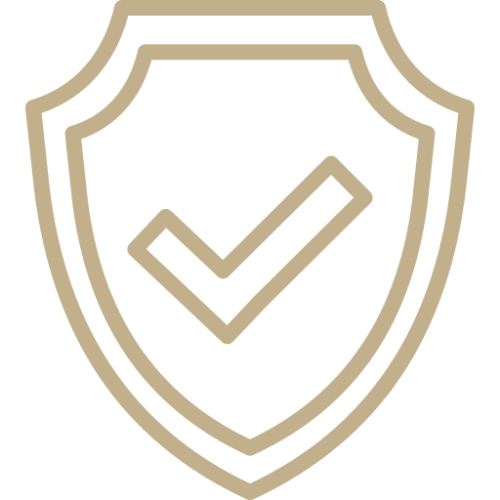 White background with a shield icon featuring a check mark