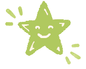 Green star with a smiley face on it against a white background