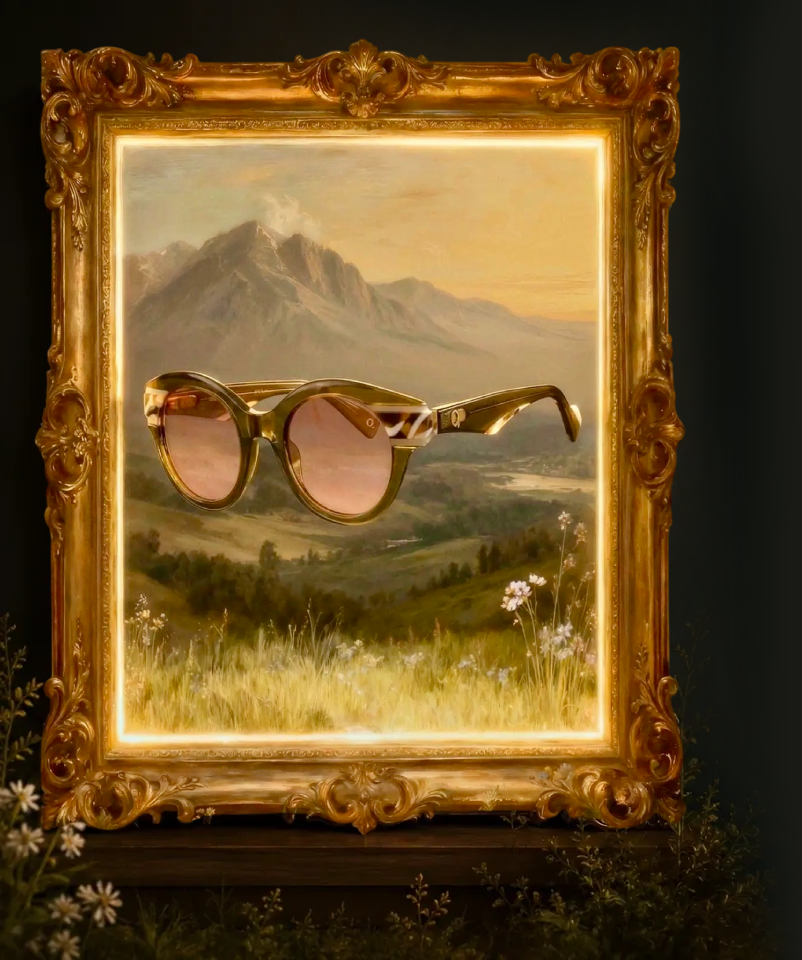 Stylish sunglasses framed by nature